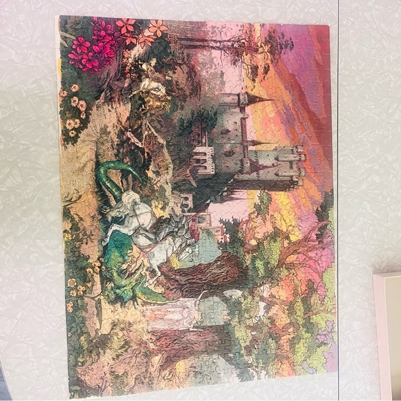 vintage hidden pictures jigsaw puzzle by larry evans fantasy scene knight dragon - Picture 6 of 6